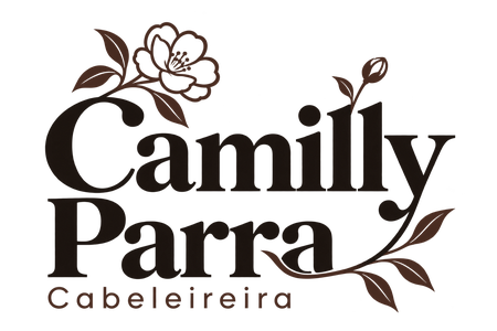 Camilly Parra, cabeleireira — logo com flor e ramos